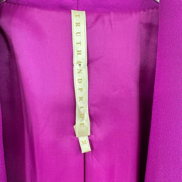 Truth and Pride Magenta Purple 100% Silk Bright Cutaway Open Professional Blazer - Picture 11 of 13